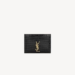 Saint Laurent croc embossed cardholder w gold hardware
